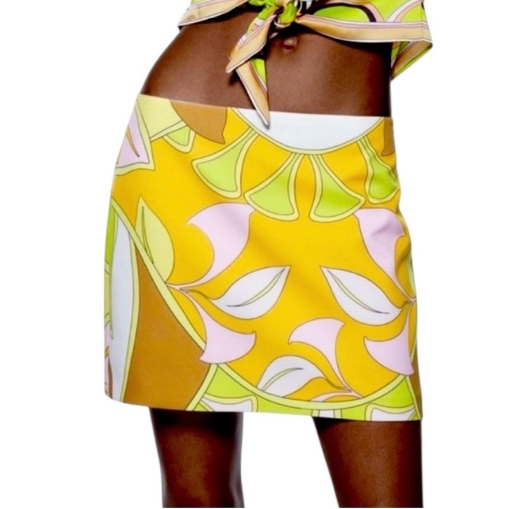 Zara Yellow and Pink Floral Skirt - size XS